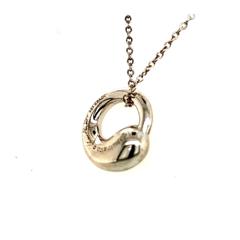 Tiffany & Co Estate Swirl Pendant Silver Necklace 16" By Elsa Peretti TIF226